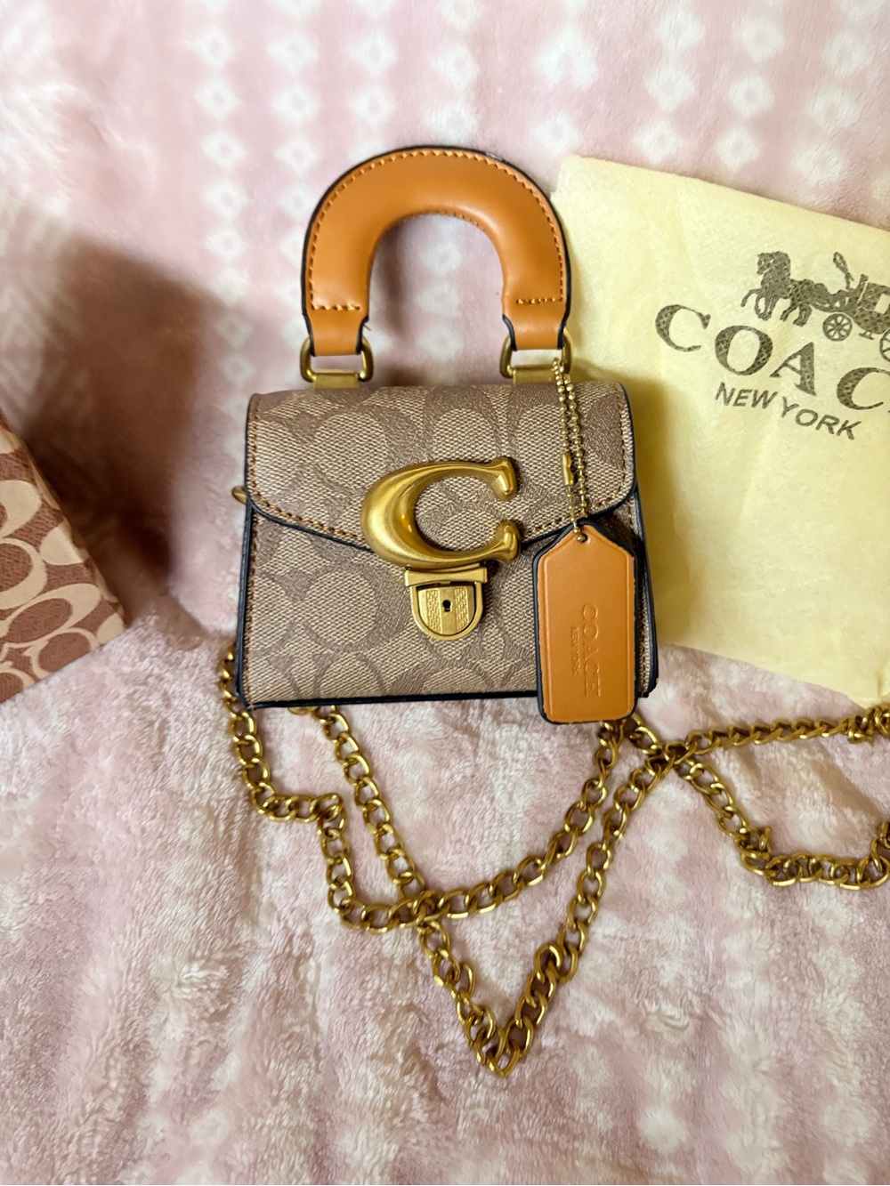Signature Monogram Mini Crossbody Bag in Brown and Tan